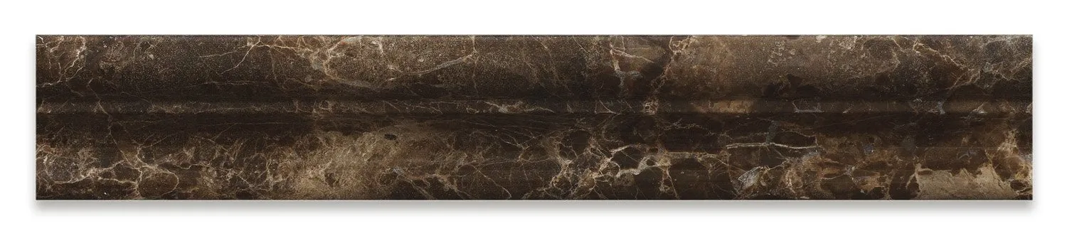 Emperador Dark Marble Polished 2 X 12 Crown Mercer Molding - 4" Sample