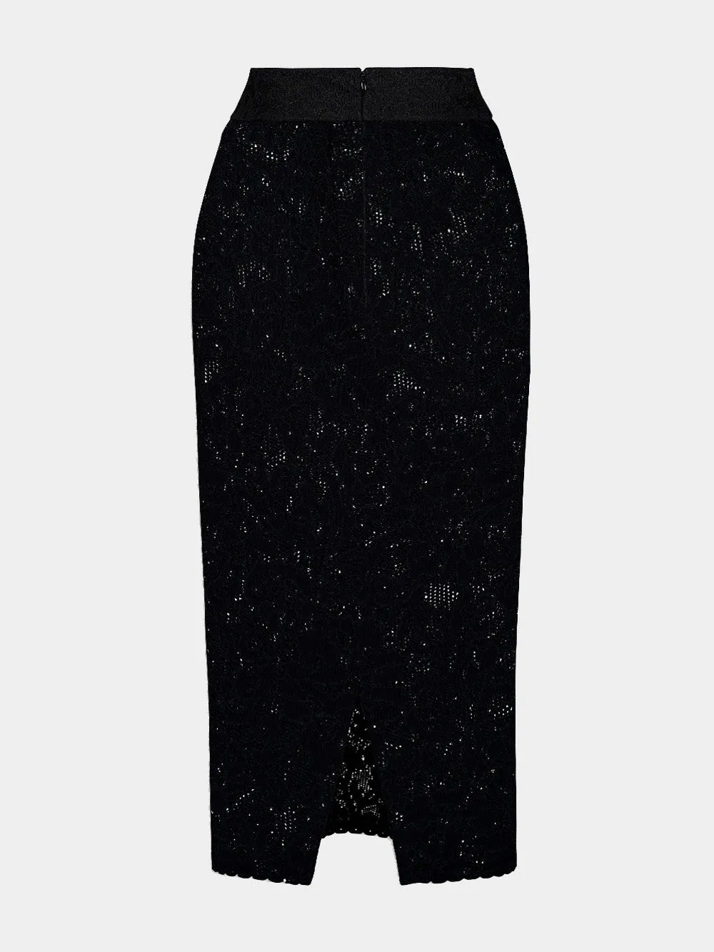 Floral-Lace Midi Skirt