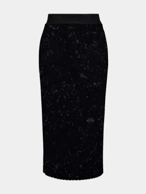 Floral-Lace Midi Skirt