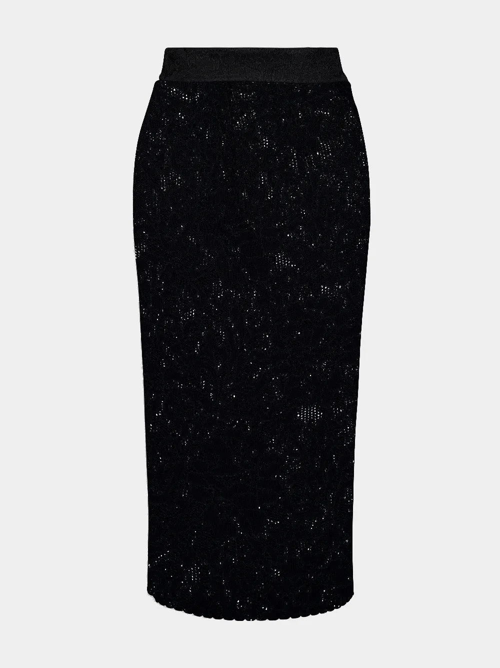 Floral-Lace Midi Skirt