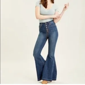 FREE PEOPLE Women's Irreplaceable High Waist Flare Jeans - Blue Size 27 - NWoT!