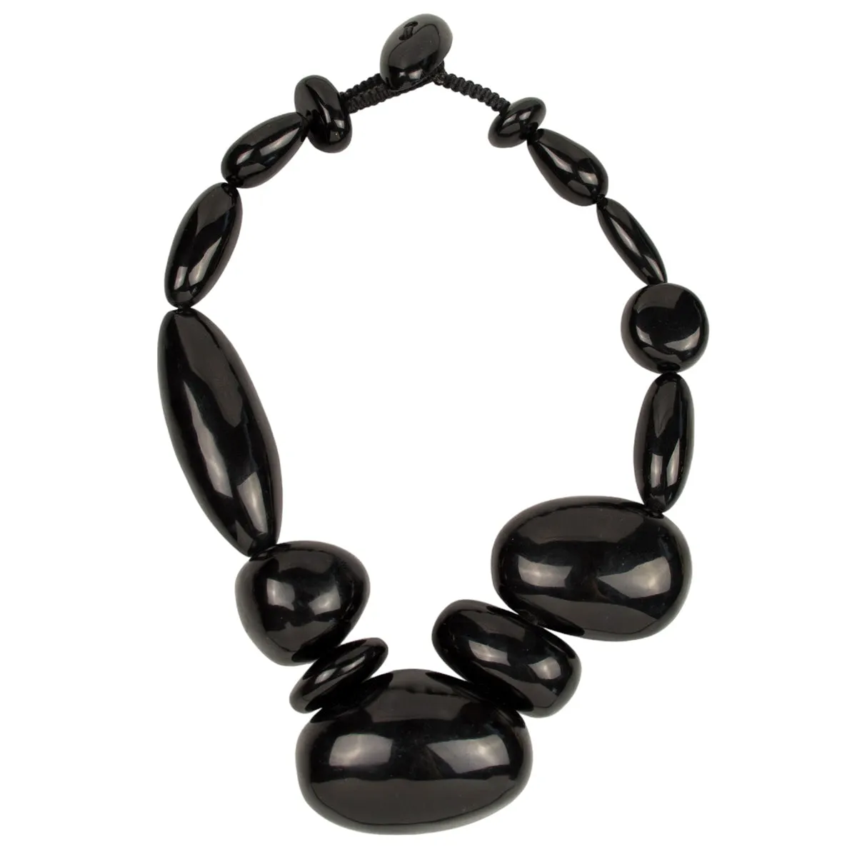 FREEFORM RESIN STATEMENT NECKLACE. BLACK