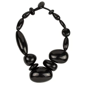 FREEFORM RESIN STATEMENT NECKLACE. BLACK