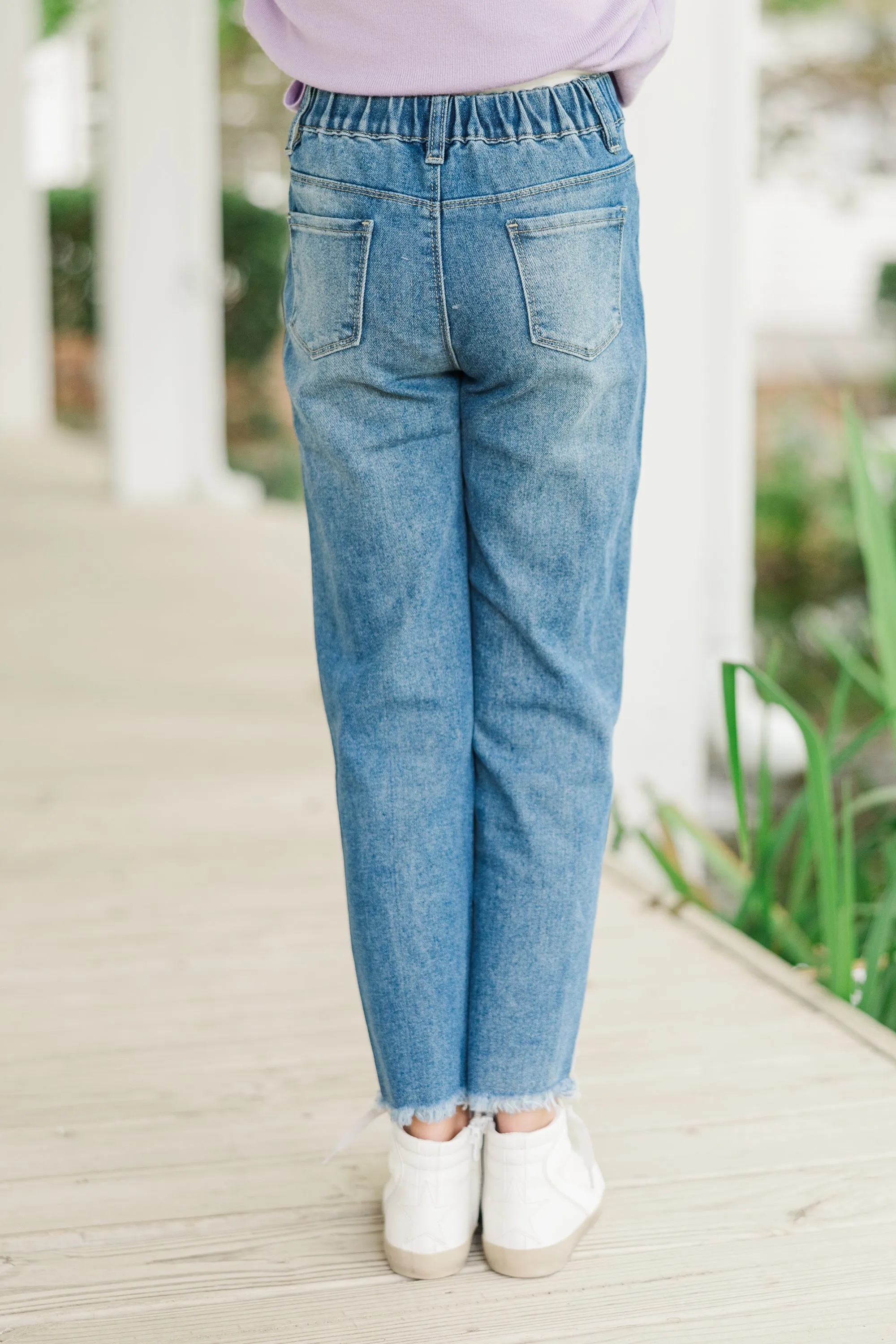 Girls: Live Your Life Medium Wash High Waist Relaxed Fit Jeans