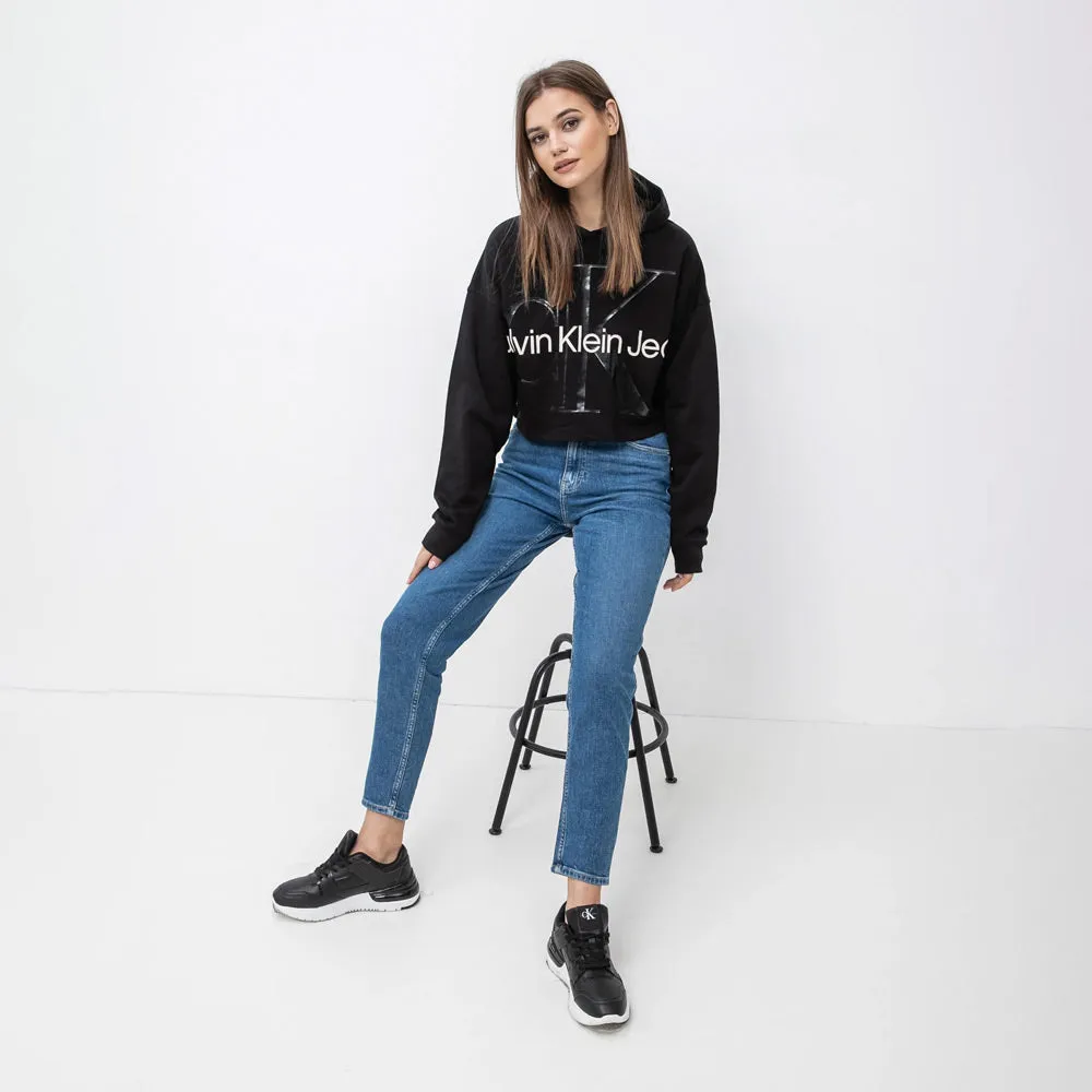Glossy Monogram Hoodie - Black
