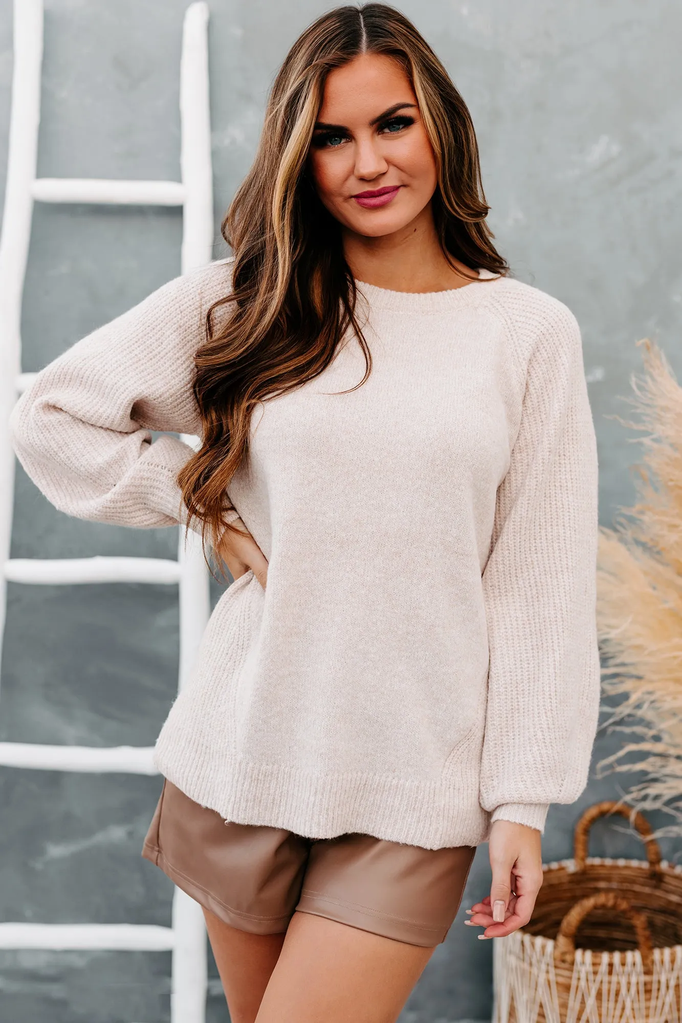 Going Steady Balloon Sleeve Sweater (Oatmeal)
