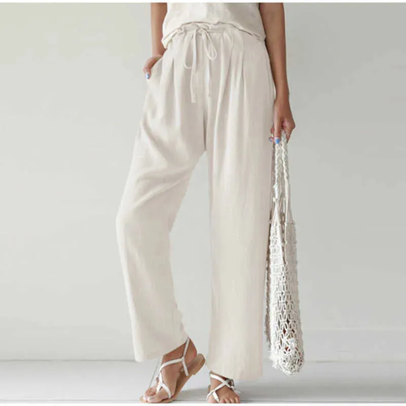 Gretel - Elastic waist Pleated pocket for Wide leg pants