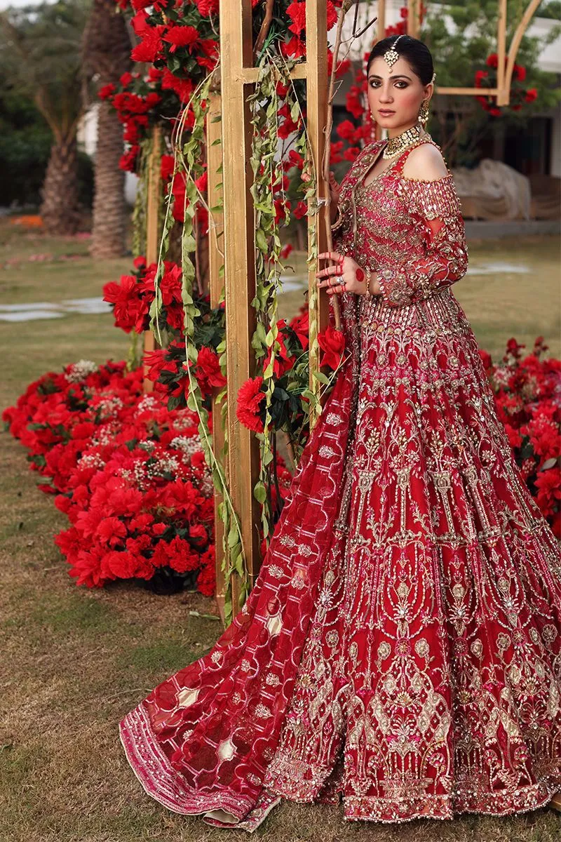 Heavy Red Silver Lehenga Choli for Indian Bridal Wear