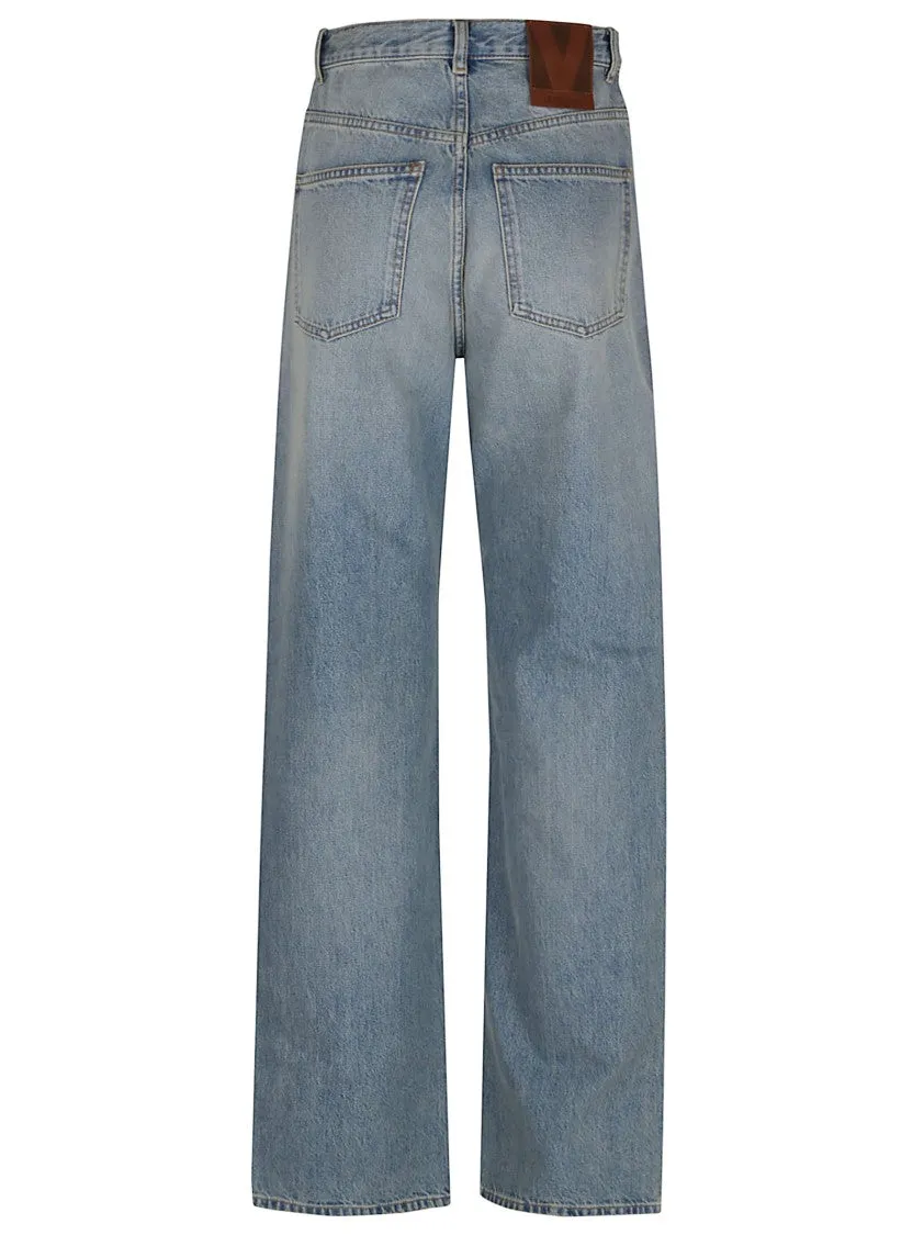 High-Waisted Loose Fit Denim Jeans