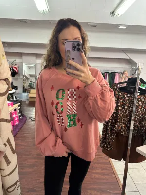 Ho Ho Ho Sweatshirt: Dusty Peach