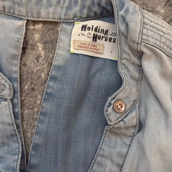 Holding Horses for Anthro Chambray Keyhole Denim Dress, SZ 2