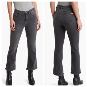Hudson Jeans “Blair” high rise Bootcut Crop Jeans Kick Flare washed black grey