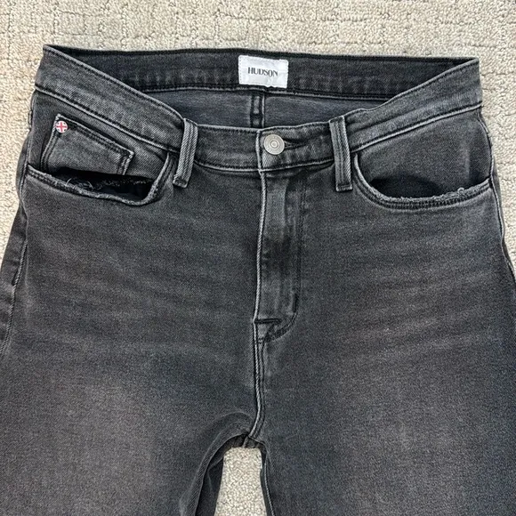 Hudson Jeans “Blair” high rise Bootcut Crop Jeans Kick Flare washed black grey