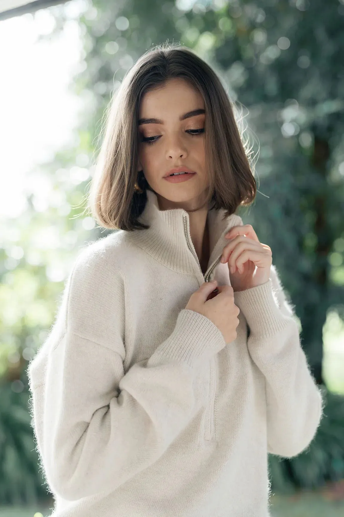 Humidity Lifestyle, Knox Zip Sweater | Almond