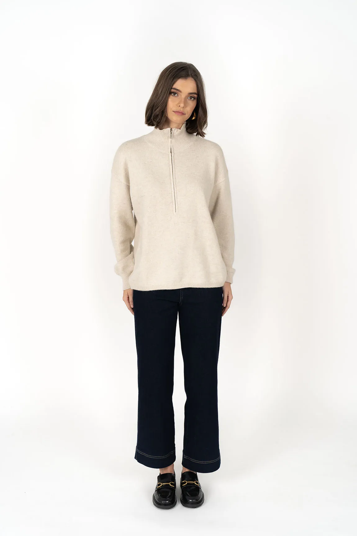 Humidity Lifestyle, Knox Zip Sweater | Almond