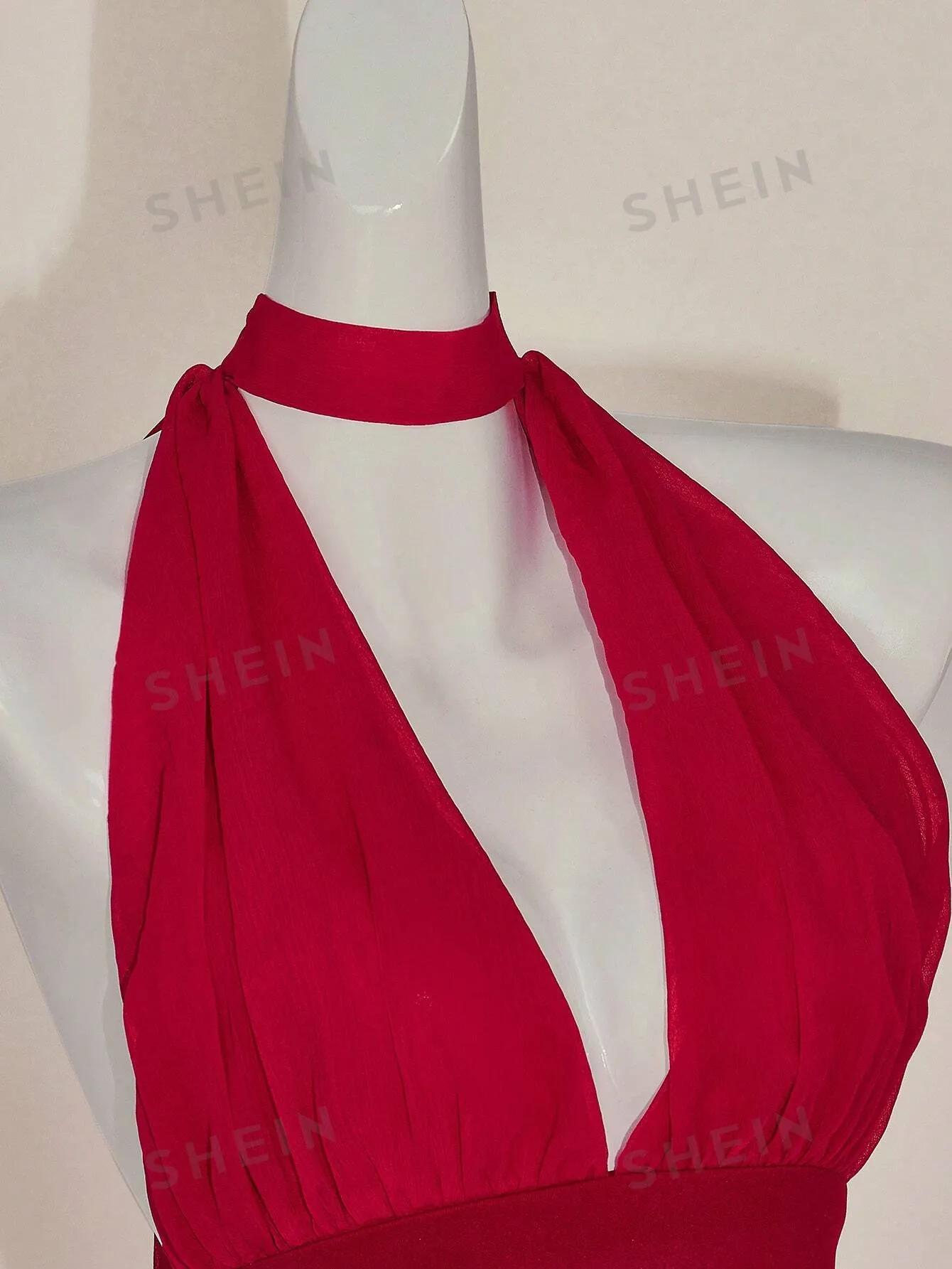 ICON Y2k Hot Red Valentine's Day 2-Piece Set: Fitted Ruched V-Neck Camisole With Ruffle Hem & Wide Waistband Skirt