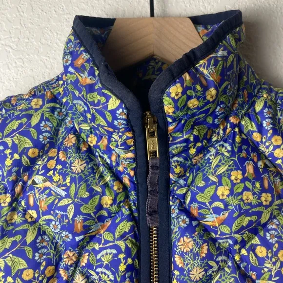 J. Crew X Liberty Fabric Excursion Quilted Down Blend Vest Catesby Floral Print