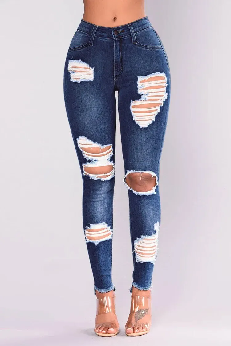 JEFF Women's Ripped Denim Jeans