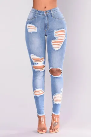 JEFF Women's Ripped Denim Jeans