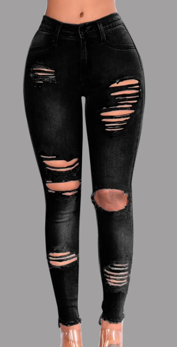 JEFF Women's Ripped Denim Jeans