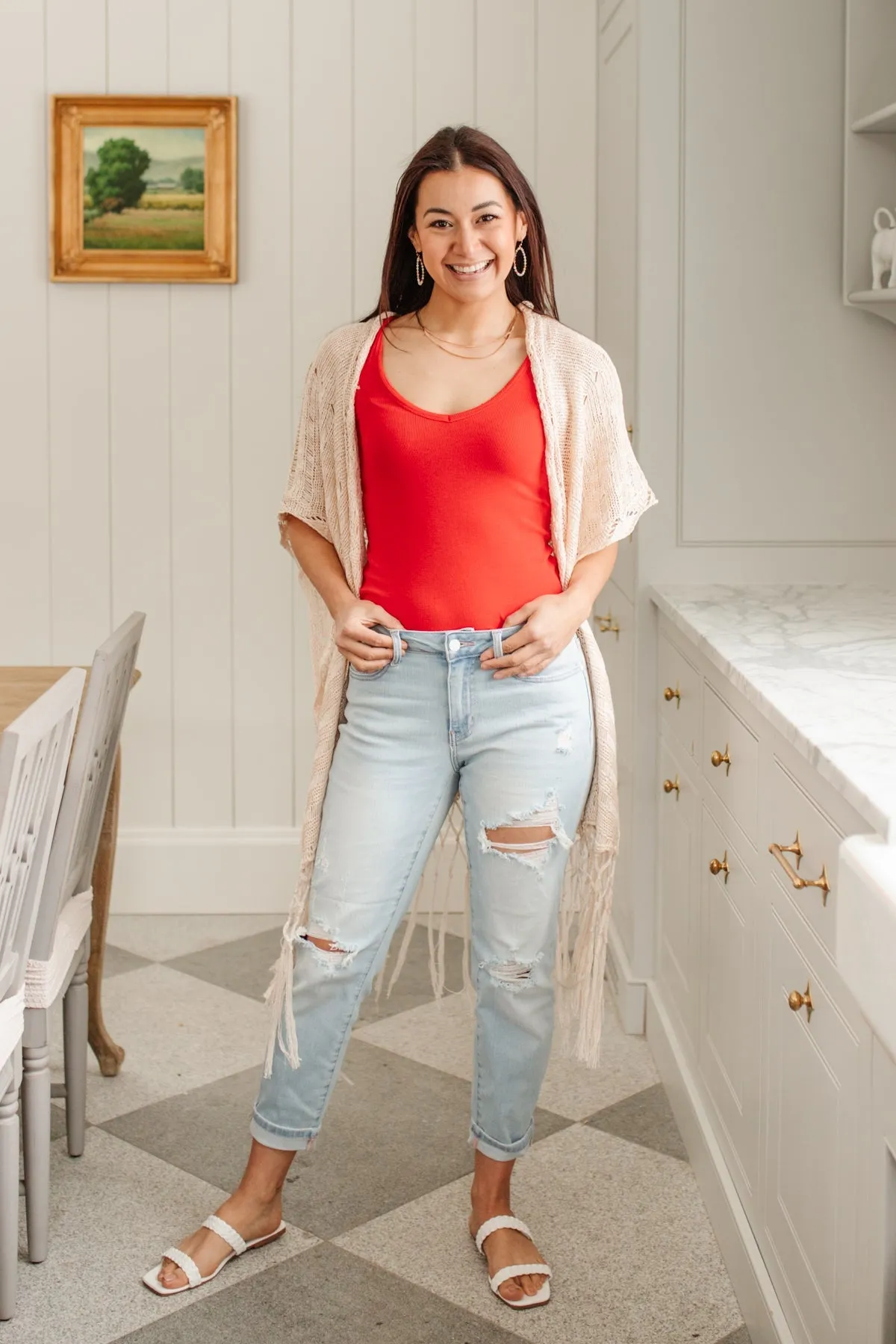 JUDY BLUE Super Light Destroyed Boyfriend Jeans