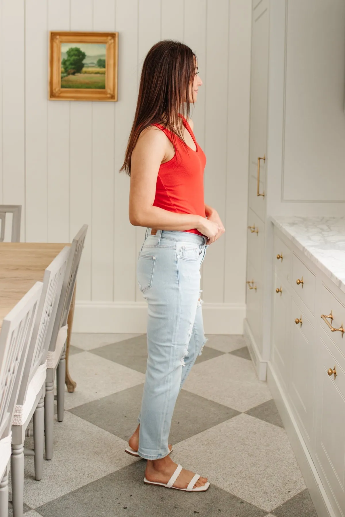 JUDY BLUE Super Light Destroyed Boyfriend Jeans