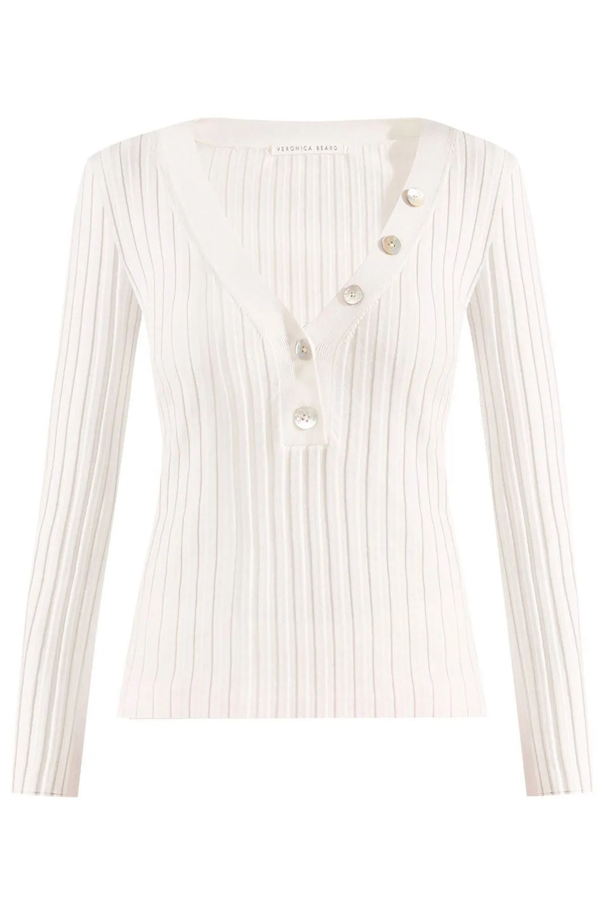 Juliana V-Neck Henley Off White