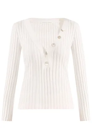 Juliana V-Neck Henley Off White