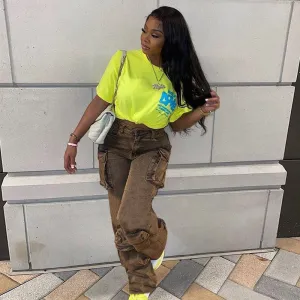K23PT003European and american women's clothing2023Spring and Summer New Fashion Street Pocket Trousers Jeans Amazon Wholesale