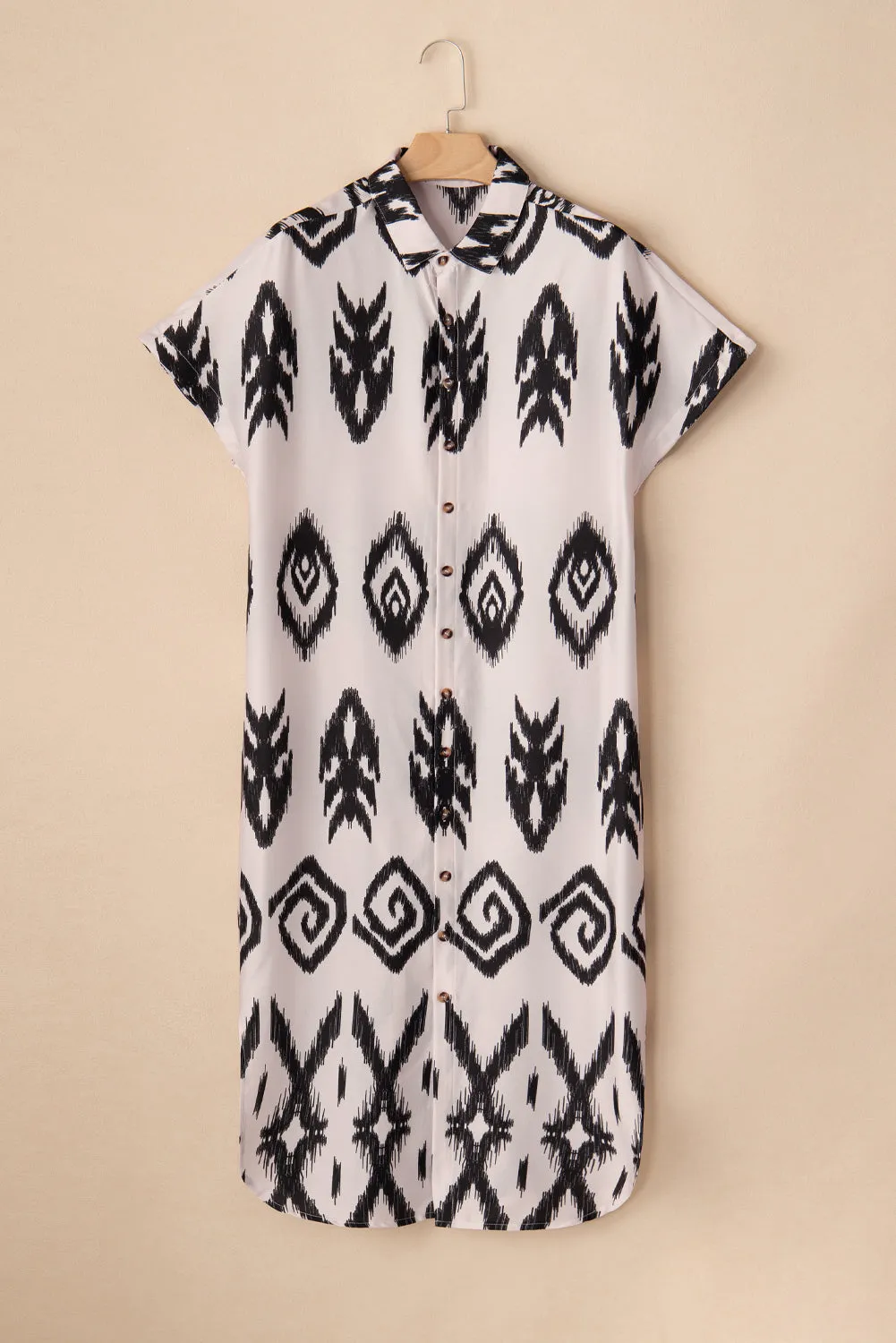 KaleaBoutique Western Print Side Split Long Shirt Dress