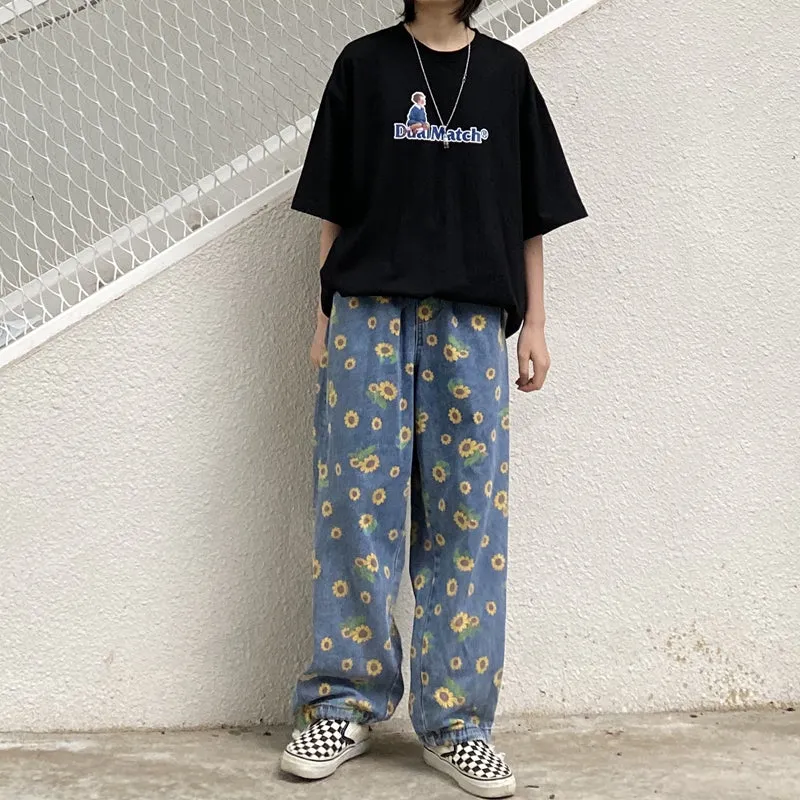 [@klaudiabieszcz ] "SMALL DAISY PRINT LOOSE" JEANS D051901