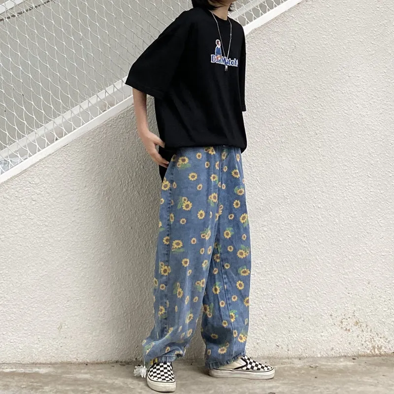 [@klaudiabieszcz ] "SMALL DAISY PRINT LOOSE" JEANS D051901