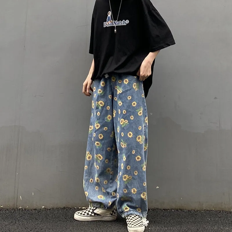 [@klaudiabieszcz ] "SMALL DAISY PRINT LOOSE" JEANS D051901