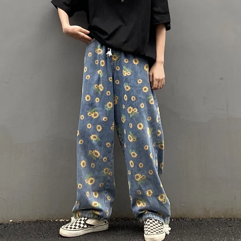 [@klaudiabieszcz ] "SMALL DAISY PRINT LOOSE" JEANS D051901