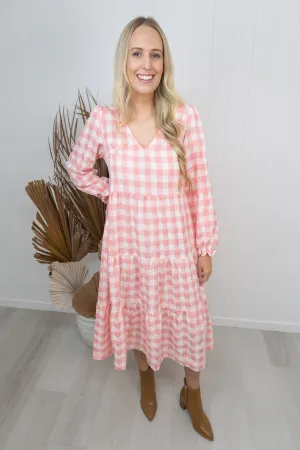 Kovi Dress- Gingham pink/white