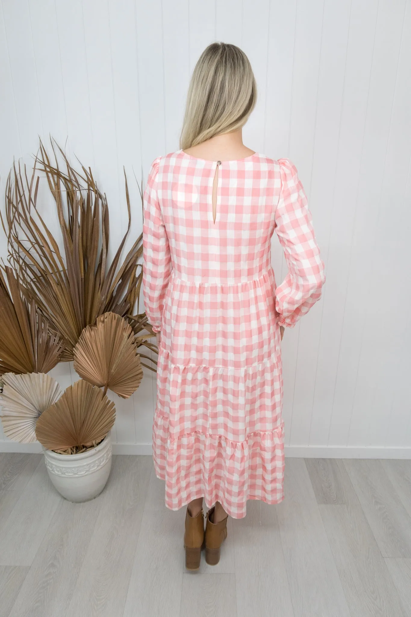 Kovi Dress- Gingham pink/white