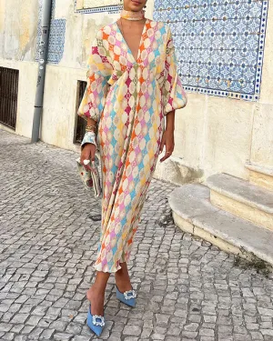 Lilian Vibrant Puff Sleeve Maxi Dress