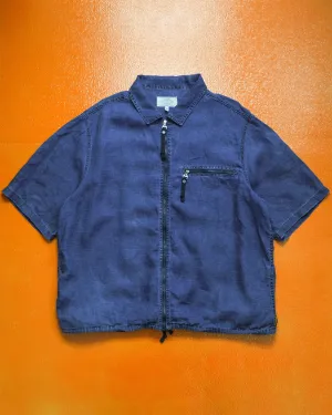 Lino Flax / Linen "Low Environmental Impact" Navy Zip Up Over Shirt (L~XL)