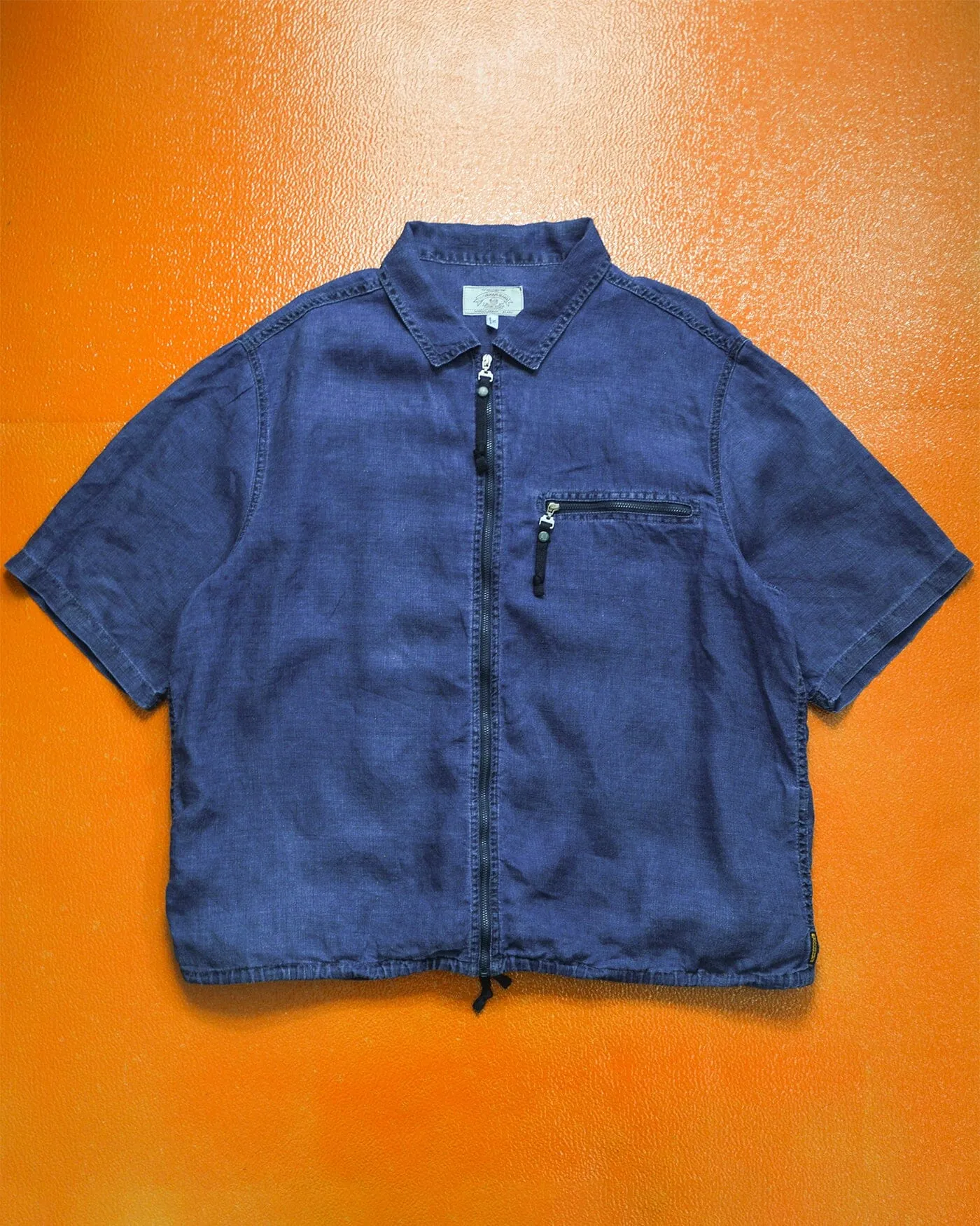 Lino Flax / Linen "Low Environmental Impact" Navy Zip Up Over Shirt (L~XL)