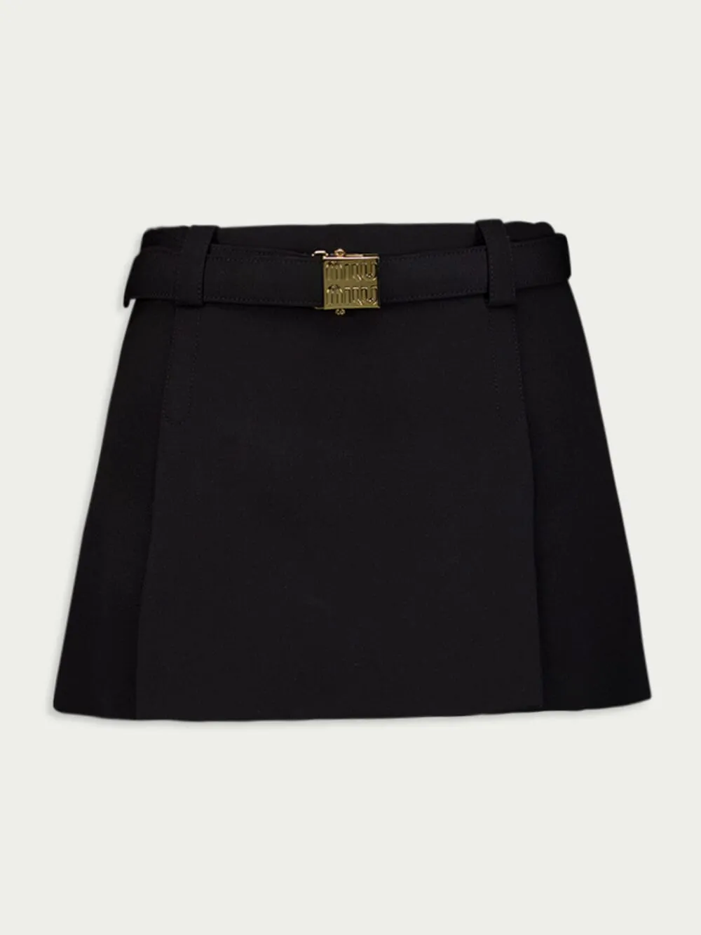 Logo-Plaque Virgin Wool-Blend Mini Skirt