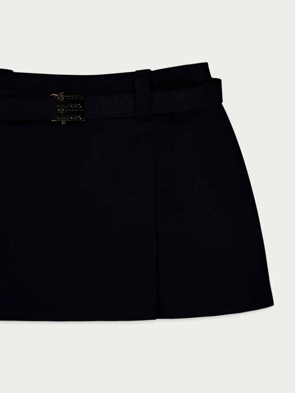 Logo-Plaque Virgin Wool-Blend Mini Skirt