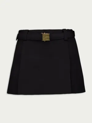 Logo-Plaque Virgin Wool-Blend Mini Skirt