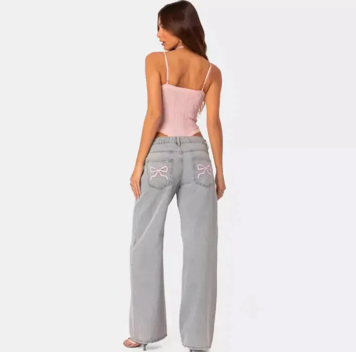 Loose Retro Printed Jeans