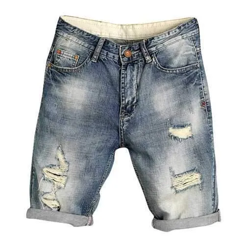 Loose Vintage Hole Ripped Short Jean