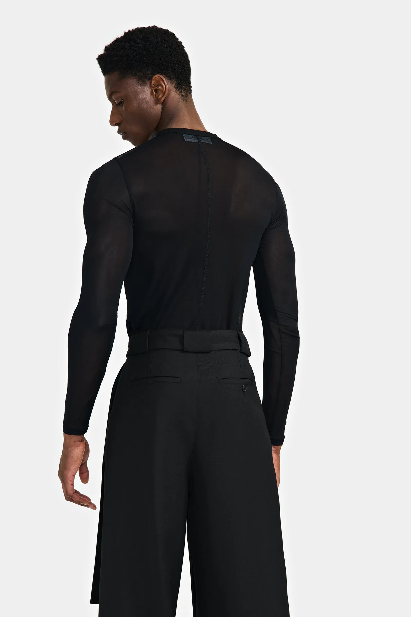 Louis Gabriel Nouchi LONG SLEEVE T-SHIRT WITH ASYMETRICAL OPENING IN SILK