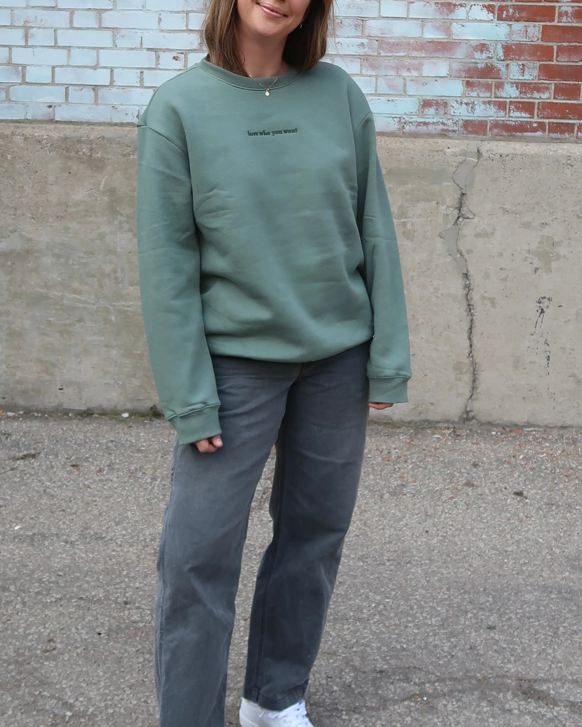 love who you want Relaxed Crewneck (SAGE)