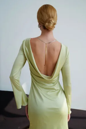 LOW-BACK DRESS IN AVOCADO