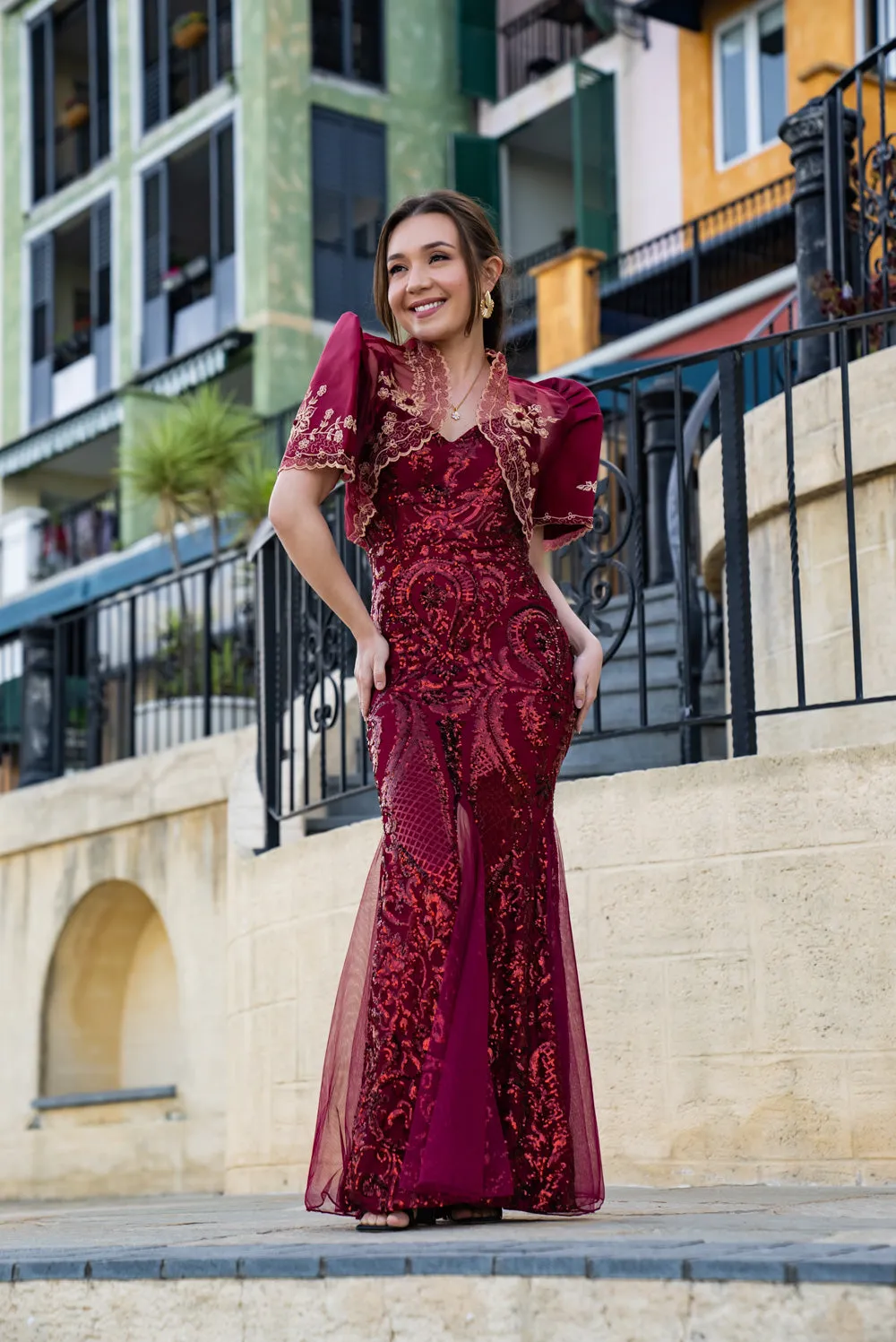 Luisa Mestiza Bolero (Burgundy)