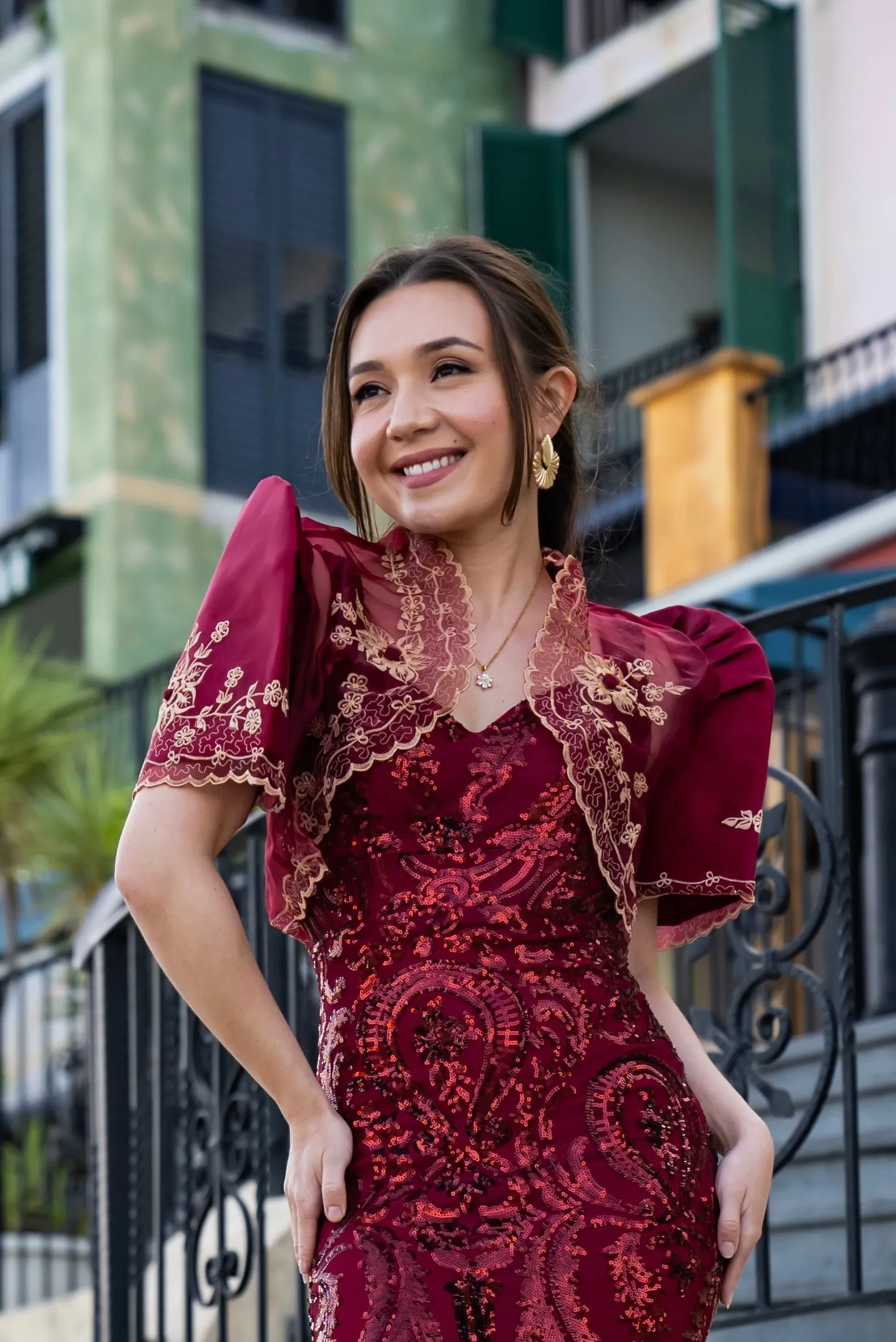 Luisa Mestiza Bolero (Burgundy)