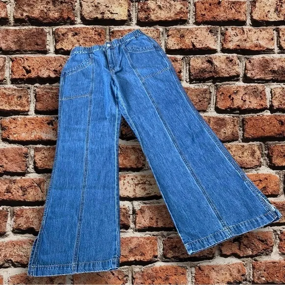 MADEWELL Denim Pull-On Loose Flare Pants High Elastic Waist N625 Size Medium